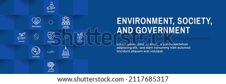 Environment and Social Government Icon Set and Web Header Banner for ESG