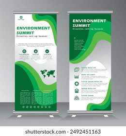 Cumbre del medio ambiente acumula el diseño de la Plantilla de Anuncio, acumula el evento ecológico y del medio ambiente del Anuncio, conferencia, presentación, publicidad moderna del Anuncio x y del Anuncio de la bandera. Ilustración vectorial