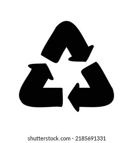 Environment sustainability icon for recycle in black solid style