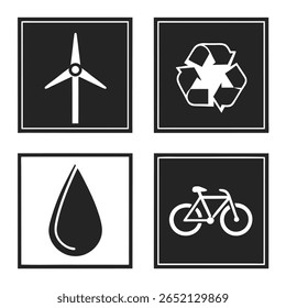 Ícones de ambiente e sustentabilidade sobre transparência para projetos de design ecologicamente corretos