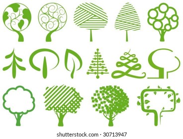 Environment symbols. Simple icons of trees