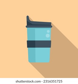 Environment thermo cup icon flat vector. Coffee bottle. Travel flask