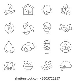 Environment - thin line vector icon set	