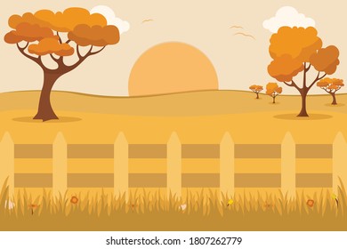 Environment vector concept: hills at evening time over the sunset