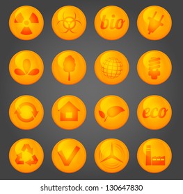 Environment vector glossy icons set