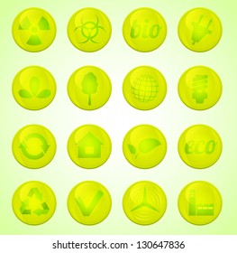 Environment vector glossy icons set