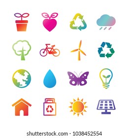 environment vector gradient icons, trendy design elements