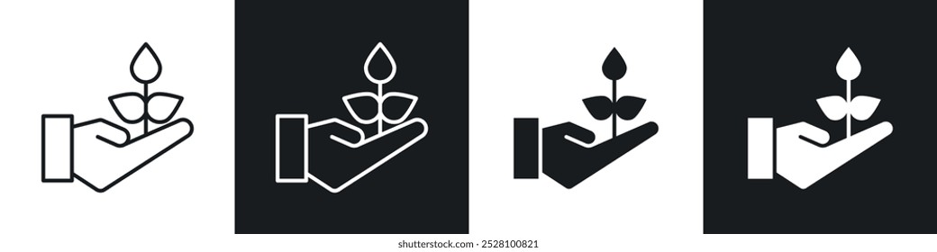 Environment vector icon set in black and white