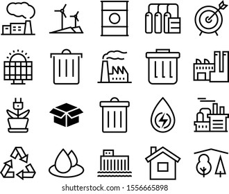 environment vector icon set such as: open, fossil, estate, earth, style, accurate, care, light, forest, solar, idea, modern, success, efficiency, pot, rain, dart, pipe, weather, machine, frame