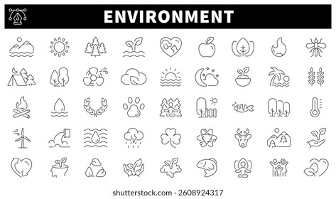 Environment vector icons. Environment ecology vector outline icon set. Nature protection and eco-friendly icons