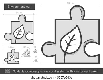 Environment vector line icon isolated on white background. Environment line icon for infographic, website or app. Scalable icon designed on a grid system.
