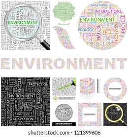 UMWELT. Textcollage. Vektorgrafik.