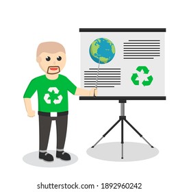 activista ambiental que da carácter de diseño de información de presentación sobre fondo blanco