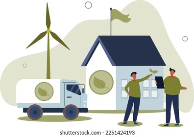 Environmental agency with nature protection, care or control.Green, sustainable and ecological company with awareness for organic and renewable resources usage.flat vector illustration.