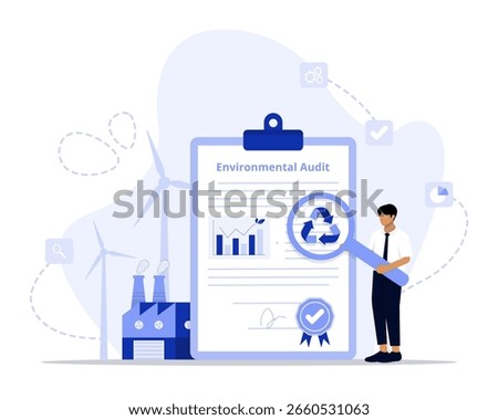 Environmental audit concept illustration. Suitable for landing page, ui, web, App intro card, editorial, flyer, and banner.