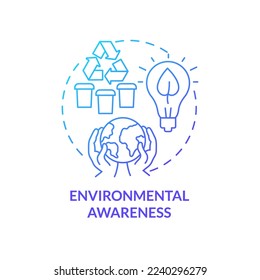 Environmental awareness blue gradient concept icon. Ethical behavior abstract idea thin line illustration. Eco-friendly recycling. Sustainability. Isolated outline drawing. Myriad Pro-Bold font used