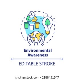 Environmental awareness concept icon  Ethical behavior abstract idea thin line illustration  Eco  friendly recycling  Isolated outline drawing  Editable stroke  Arial  Myriad Pro  Bold fonts used