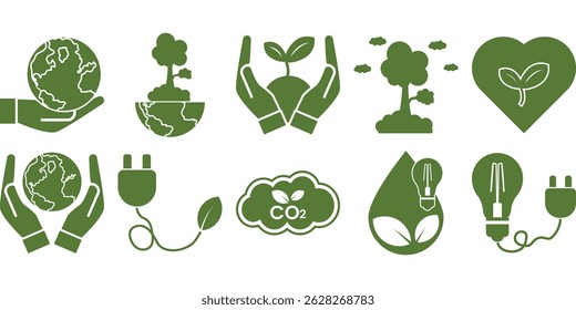 Icono de conciencia ambiental Flat Design Green World