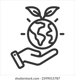 Environmental Awareness Outline Icon Vector Illustration