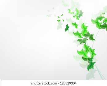 Environmental Background with green leaf butterflies on a light green background.