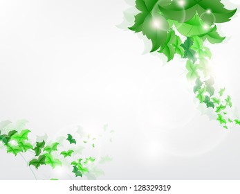Environmental Background with green leaf butterflies on a light green background.