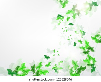 Environmental Background with green leaf butterflies on a light green background.