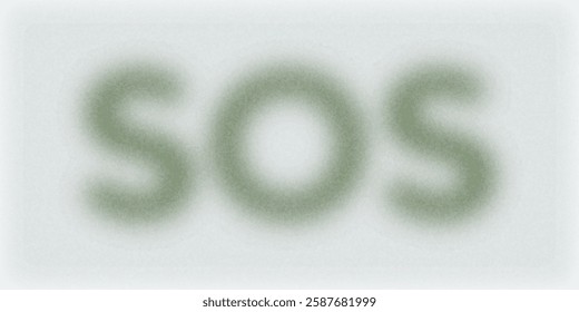 Environmental banner with blurred letters SOS. The letters SOS on a background of blurred glass. The distress signal is standing behind the corrugated glass.