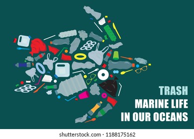 environmental banner plastic garbage trash marine life in our ocean decor