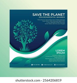 Environmental Banner or Poster with trees and leaves vector illustration
