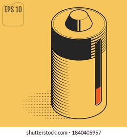 Environmental battery. Isometric. Rechargeable battery. Vector