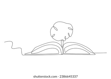 An environmental book. World enviromental education day one-line drawing