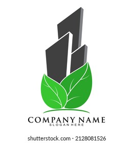 Logo del vector de ilustración de la construcción ambiental