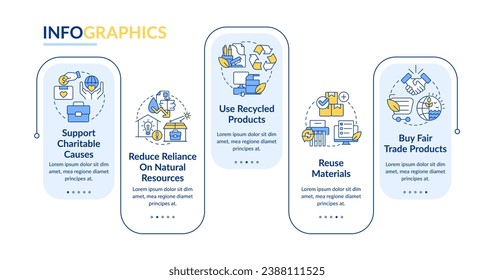 El negocio ambiental presenta una plantilla de infografía rectangular. Visualización de datos con 5 pasos. Gráfico de información de línea de tiempo editable. Diseño de flujo de trabajo con iconos de línea. Negrita Lato, fuentes regulares usadas
