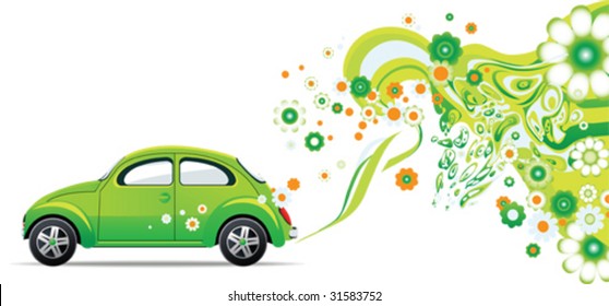 Environmental car. All elements and textures are individual objects. Vector images scale to any size.