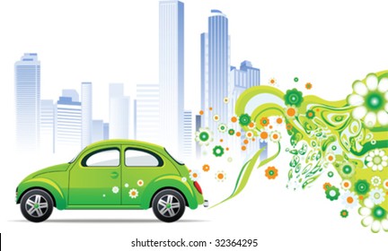 Environmental car. All elements and textures are individual objects. Vector images scale to any size.