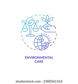 Environmental care blue gradient concept icon. Natural resources. Agriculture policy objective abstract idea thin line illustration. Isolated outline drawing. Myriad Pro-Bold font used