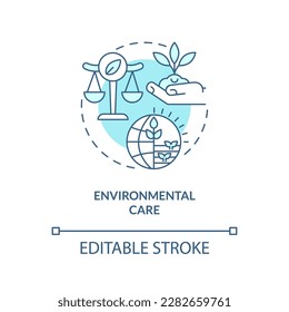 Environmental care turquoise concept icon. Resources. Agriculture policy objective abstract idea thin line illustration. Isolated outline drawing. Editable stroke. Arial, Myriad Pro-Bold fonts used