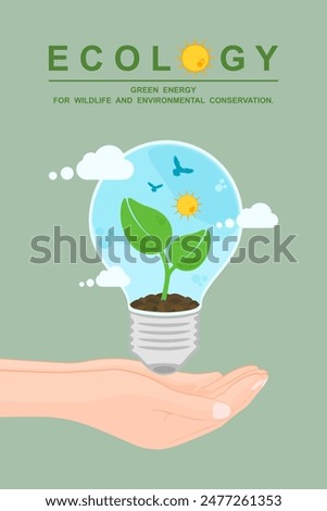 Environmental care and using clean green energy, Net zero emission, Carbon footprint concept, Nature conservation and Renewable Energy technology, Background image for poster, banner or cover art.