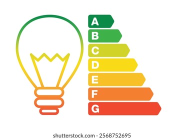 Environmental Certification Energy Classification Scale Efficiency Class Consumption with Lightbulb