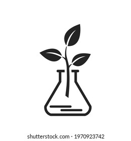 Environmental chemistry line icon. non-toxic symbol. eco, laboratory, research and science symbol. chemical flask with plant sprout