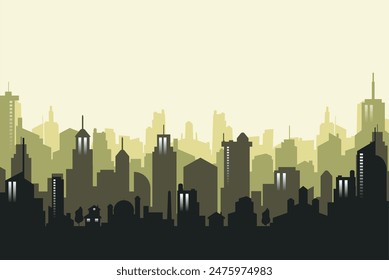 The environmental cityscape silhouette background. Vector illustration banner template