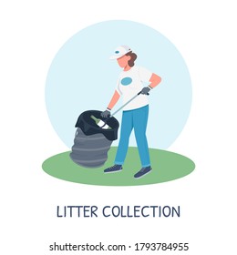 Environmental cleanup social media post mockup. Litter collection phrase. Web banner design template. Nature care booster, content layout with inscription. Poster, print ads and flat illustration