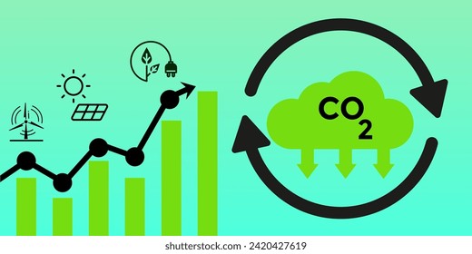 Concepto ambiental de CO2, reducción de las emisiones de CO2. Energía renovable