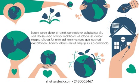 Environmental concept banner. ESG background. Ecological and save planet graphic frame.