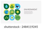 Environmental concept design. Happy Earth Day, geometric modern trendy illustrations of ecology, environmental conservation, planet Earth, green and zero waste design. Vector background, banner, cover