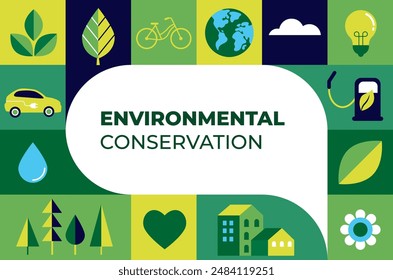 Environmental concept design. Happy Earth Day, geometric modern trendy illustrations of ecology, environmental conservation, planet Earth, green and zero waste design. Vector background, banner, cover