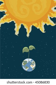 Environmental concept image with strong green sprout