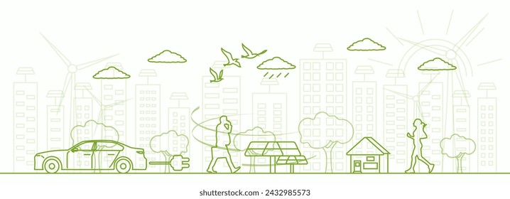 Concepto ambiental. Una sola página. Estilo. Diseño plano. Horizontal. Iconos ambientales. y contar historias con imágenes