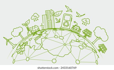 Concepto ambiental. Una sola página. Estilo. Diseño plano. Horizontal. Iconos ambientales. y contar historias con imágenes