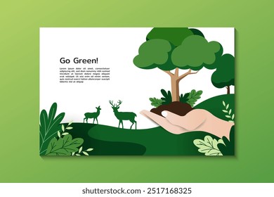 Environmental concept plant a tree in flat style